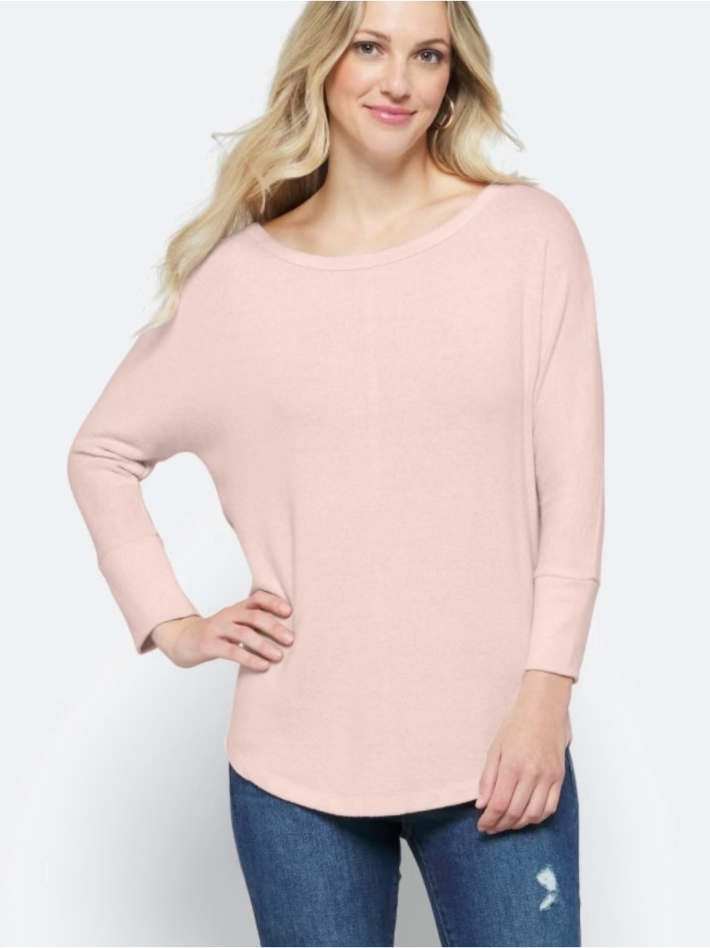 Market & Spruce Plus Size Light Pink Dolman Knit Top